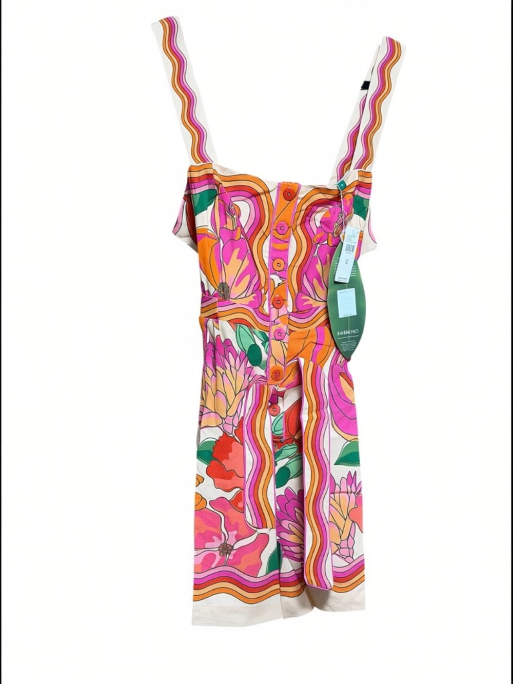 Farm Rio Spring Affair Linen-Blend Sleeveless Square-Neck Romper SIZE XL NWT - Picture 4 of 12